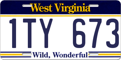 WV license plate 1TY673