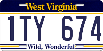 WV license plate 1TY674