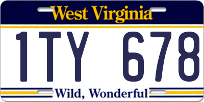 WV license plate 1TY678