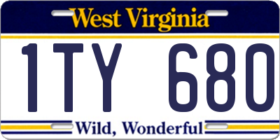 WV license plate 1TY680