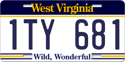 WV license plate 1TY681