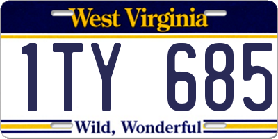 WV license plate 1TY685