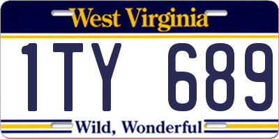 WV license plate 1TY689