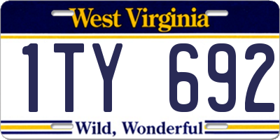 WV license plate 1TY692