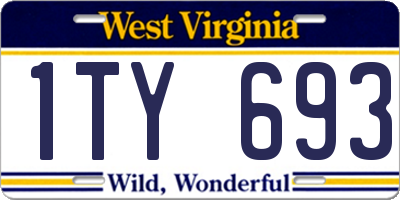 WV license plate 1TY693