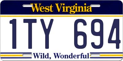 WV license plate 1TY694