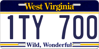 WV license plate 1TY700