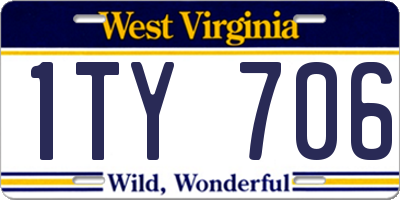 WV license plate 1TY706