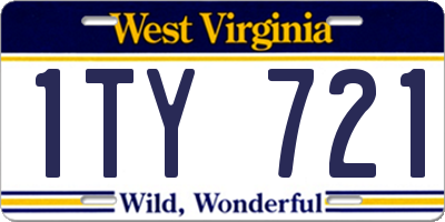 WV license plate 1TY721