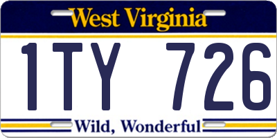 WV license plate 1TY726