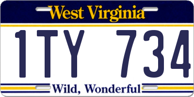 WV license plate 1TY734