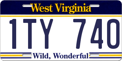 WV license plate 1TY740