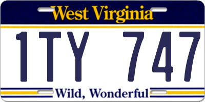 WV license plate 1TY747