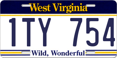 WV license plate 1TY754