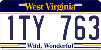 WV license plate 1TY763