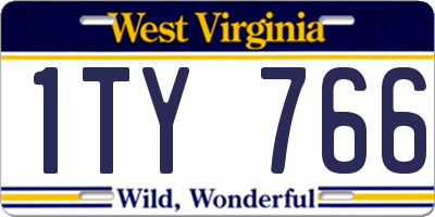 WV license plate 1TY766