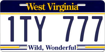 WV license plate 1TY777