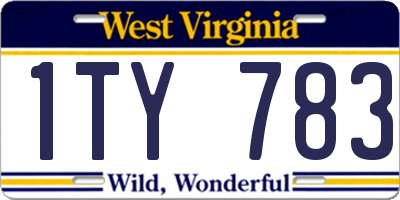 WV license plate 1TY783