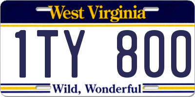 WV license plate 1TY800
