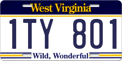WV license plate 1TY801