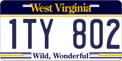 WV license plate 1TY802