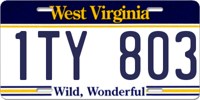 WV license plate 1TY803