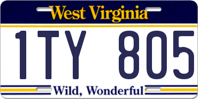 WV license plate 1TY805