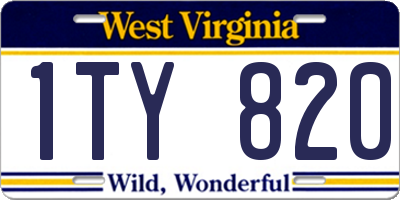 WV license plate 1TY820