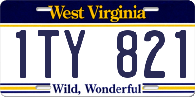 WV license plate 1TY821