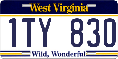 WV license plate 1TY830