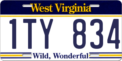 WV license plate 1TY834