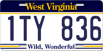 WV license plate 1TY836