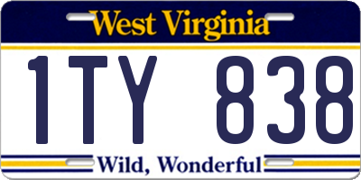 WV license plate 1TY838