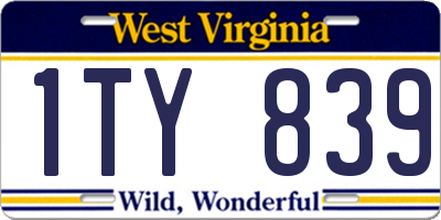 WV license plate 1TY839