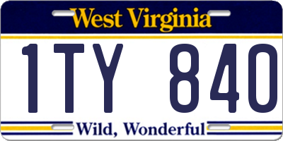 WV license plate 1TY840