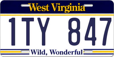 WV license plate 1TY847