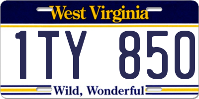 WV license plate 1TY850