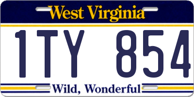 WV license plate 1TY854