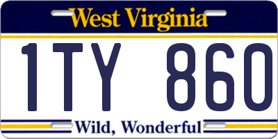 WV license plate 1TY860
