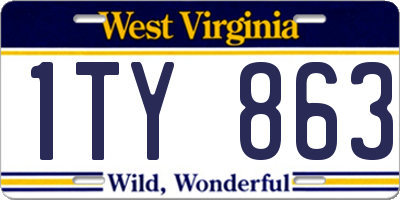 WV license plate 1TY863