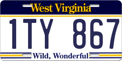 WV license plate 1TY867