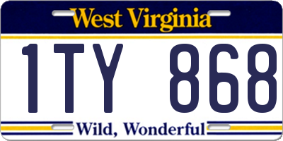 WV license plate 1TY868