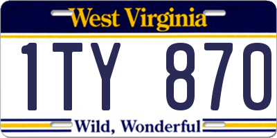 WV license plate 1TY870