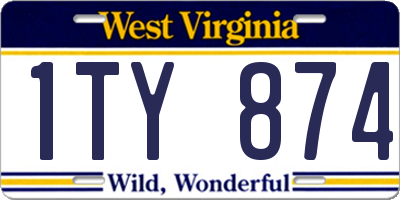 WV license plate 1TY874
