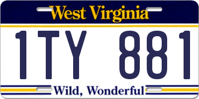WV license plate 1TY881