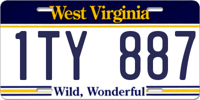 WV license plate 1TY887