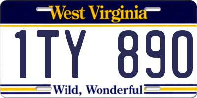 WV license plate 1TY890