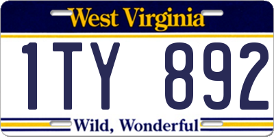WV license plate 1TY892