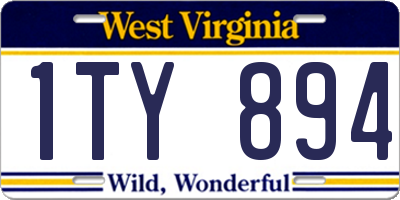 WV license plate 1TY894