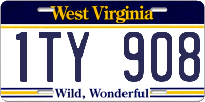 WV license plate 1TY908